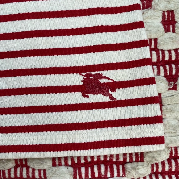 BURBERRY cream and red striped boatneck 3/4 sleeve top S - Picture 6 of 13